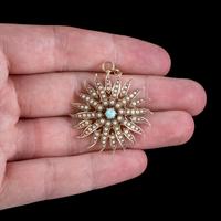 Antique Victorian Opal Pearl Sun Brooch Pendant 18ct Gold c.1900 (4 of 5) Antique Victorian Opal Pearl Sun Brooch Pendant 18ct Gold c.1900 (4 of 5)