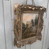 Antique Victorian landscape oil painting study of a ruin with sheep (4 of 10) Antique Victorian landscape oil painting study of a ruin with sheep (4 of 10)