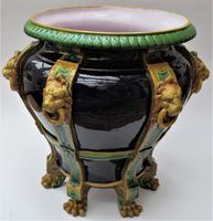 Very large Minton majolica jardiniere, 1881, with lion's head strapwork handles (7 of 12) Very large Minton majolica jardiniere, 1881, with lion's head strapwork handles (7 of 12)