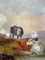 Antique Victorian river landscape oil painting study of cows 1 of 2 (6 of 10) Antique Victorian river landscape oil painting study of cows 1 of 2 (6 of 10)