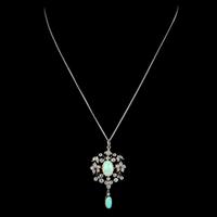 Antique Edwardian Opal Diamond Pendant Necklace Platinum 18ct Gold 2.50ct Of Diamond c.1905 (2 of 8) Antique Edwardian Opal Diamond Pendant Necklace Platinum 18ct Gold 2.50ct Of Diamond c.1905 (2 of 8)