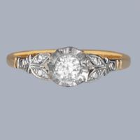 1920s Diamond Solitaire Engagement Ring Vintage18ct Gold and Platinum Antique Ring
