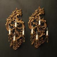 Florentine Pair Giltwood Antique Wall Lights (1 of 10)