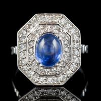 Art Deco Sapphire Diamond Cluster Ring 18ct Gold 1.50ct Sapphire 1.69ct Diamond c.1930 (2 of 7) Art Deco Sapphire Diamond Cluster Ring 18ct Gold 1.50ct Sapphire 1.69ct Diamond c.1930 (2 of 7)