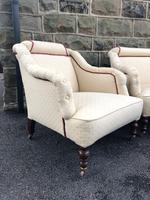 Pair of Antique English Upholstered Armchairs (2 of 9) Pair of Antique English Upholstered Armchairs (2 of 9)