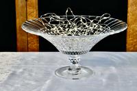 Large French Tazza Diamond Patterned Crystal Pedestal Fruit Dish (2 of 8) Large French Tazza Diamond Patterned Crystal Pedestal Fruit Dish (2 of 8)