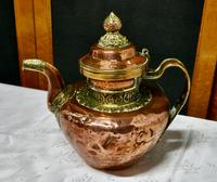 Charming 19th Century Indian Beaten Copper & Chased Brass Tea Pot (2 of 6) Charming 19th Century Indian Beaten Copper & Chased Brass Tea Pot (2 of 6)