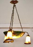 Superb Art Deco Painted Glass 3 Branch Centre Light (3 of 11) Superb Art Deco Painted Glass 3 Branch Centre Light (3 of 11)