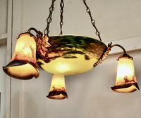 Superb Art Deco Painted Glass 3 Branch Centre Light (4 of 11) Superb Art Deco Painted Glass 3 Branch Centre Light (4 of 11)