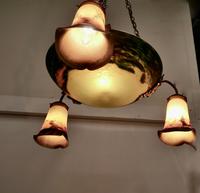 Superb Art Deco Painted Glass 3 Branch Centre Light (5 of 11) Superb Art Deco Painted Glass 3 Branch Centre Light (5 of 11)