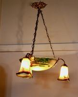 Superb Art Deco Painted Glass 3 Branch Centre Light (6 of 11) Superb Art Deco Painted Glass 3 Branch Centre Light (6 of 11)
