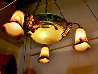 Superb Art Deco Painted Glass 3 Branch Centre Light (9 of 11) Superb Art Deco Painted Glass 3 Branch Centre Light (9 of 11)