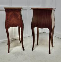 Pair of Inlaid French Marquetry Bombe Shaped Bedside Cupboards (5 of 5) Pair of Inlaid French Marquetry Bombe Shaped Bedside Cupboards (5 of 5)