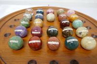 Set of French Marble Orbs on a Turned Solitaire Board (9 of 9) Set of French Marble Orbs on a Turned Solitaire Board (9 of 9)
