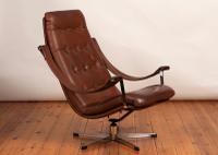 Pair of Danish 1970's Leather & Chrome Swivel Armchairs (3 of 5) Pair of Danish 1970's Leather & Chrome Swivel Armchairs (3 of 5)