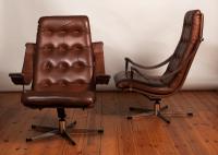 Pair of Danish 1970's Leather & Chrome Swivel Armchairs (4 of 5) Pair of Danish 1970's Leather & Chrome Swivel Armchairs (4 of 5)