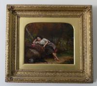 Exceptional 19th Century Oil Painting "Young Girl with Her Dog in Woods" by Jonathan Pratt (4 of 6) Exceptional 19th Century Oil Painting "Young Girl with Her Dog in Woods" by Jonathan Pratt (4 of 6)