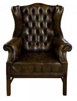 Olive Green Leather Wing Chair c.1960 (2 of 6) Olive Green Leather Wing Chair c.1960 (2 of 6)