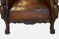 19th Century Carved Leather Armchair (4 of 5) 19th Century Carved Leather Armchair (4 of 5)