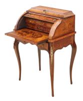 Small 19th Century Marquetry Cylinder Bureau Desk (6 of 9) Small 19th Century Marquetry Cylinder Bureau Desk (6 of 9)