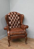 English Antique Leather & Buttoned Wing Armchair (2 of 5) English Antique Leather & Buttoned Wing Armchair (2 of 5)