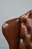 English Antique Leather & Buttoned Wing Armchair (5 of 5) English Antique Leather & Buttoned Wing Armchair (5 of 5)