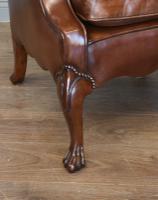 English Antique Leather & Buttoned Wing Armchair (4 of 5) English Antique Leather & Buttoned Wing Armchair (4 of 5)