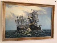 Huge Galleon Oil Painting Battle Scene Marine Naval Art (4 of 11) Huge Galleon Oil Painting Battle Scene Marine Naval Art (4 of 11)