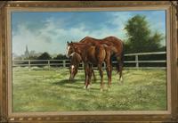 Large Vintage Equestrian Landscape Oil Painting of Horses Swept Gilt Frame (2 of 6) Large Vintage Equestrian Landscape Oil Painting of Horses Swept Gilt Frame (2 of 6)