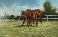 Large Vintage Equestrian Landscape Oil Painting of Horses Swept Gilt Frame (3 of 6) Large Vintage Equestrian Landscape Oil Painting of Horses Swept Gilt Frame (3 of 6)
