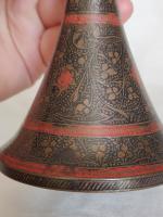 Old Anglo Indian Brass Engraved and Enamel Candle Holder/ Trumpet Vase circa 1930s (8 of 11) Old Anglo Indian Brass Engraved and Enamel Candle Holder/ Trumpet Vase circa 1930s (8 of 11)