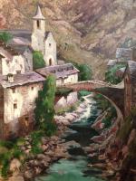 Large Oil Painting on Canvas signed Landscape View of Tabescan Pyrenees Spain (11 of 12) Large Oil Painting on Canvas signed Landscape View of Tabescan Pyrenees Spain (11 of 12)