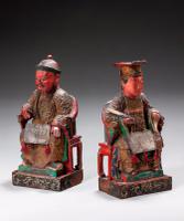 Pair of Polychrome 18th Century Seated Chinese Figures (2 of 4) Pair of Polychrome 18th Century Seated Chinese Figures (2 of 4)
