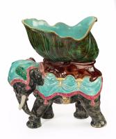 Late 19th Century Majolica Pottery Elephant Caparisoned with a Jardinière (2 of 8) Late 19th Century Majolica Pottery Elephant Caparisoned with a Jardinière (2 of 8)