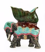 Late 19th Century Majolica Pottery Elephant Caparisoned with a Jardinière (3 of 8) Late 19th Century Majolica Pottery Elephant Caparisoned with a Jardinière (3 of 8)