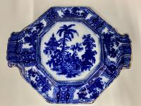 Antique Adams Flow Blue Pottery Tea Pot Stand c.1890 (4 of 5) Antique Adams Flow Blue Pottery Tea Pot Stand c.1890 (4 of 5)