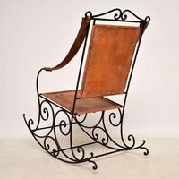 Wrought Iron & Leather Rocking Chair (8 of 12) Wrought Iron & Leather Rocking Chair (8 of 12)