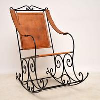 Wrought Iron & Leather Rocking Chair (11 of 12) Wrought Iron & Leather Rocking Chair (11 of 12)