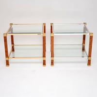 1970s Pair of Vintage French Walnut & Glass Side Tables (2 of 11) 1970s Pair of Vintage French Walnut & Glass Side Tables (2 of 11)