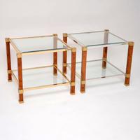 1970s Pair of Vintage French Walnut & Glass Side Tables (3 of 11) 1970s Pair of Vintage French Walnut & Glass Side Tables (3 of 11)