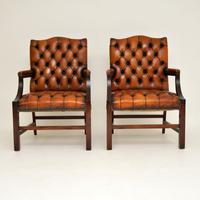 Pair of Leather & Mahogany Gainsborough Armchairs (2 of 8) Pair of Leather & Mahogany Gainsborough Armchairs (2 of 8)