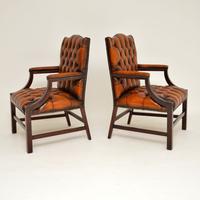 Pair of Leather & Mahogany Gainsborough Armchairs (3 of 8) Pair of Leather & Mahogany Gainsborough Armchairs (3 of 8)