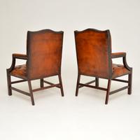 Pair of Leather & Mahogany Gainsborough Armchairs (7 of 8) Pair of Leather & Mahogany Gainsborough Armchairs (7 of 8)