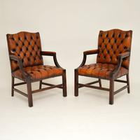 Pair of Leather & Mahogany Gainsborough Armchairs (8 of 8) Pair of Leather & Mahogany Gainsborough Armchairs (8 of 8)