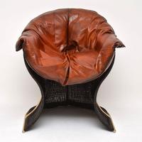 1970s Vintage Leather & Wicker ‘Venus’ Armchair by Pieff (2 of 10) 1970s Vintage Leather & Wicker ‘Venus’ Armchair by Pieff (2 of 10)
