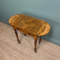 Remarkable Figured Walnut Small Drop Leaf Antique Victorian Side Table / Sofa Table (7 of 9) Remarkable Figured Walnut Small Drop Leaf Antique Victorian Side Table / Sofa Table (7 of 9)