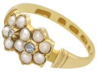 Pearl & Diamond, 18ct Yellow Gold Dress Ring - Antique 1871 (3 of 9) Pearl & Diamond, 18ct Yellow Gold Dress Ring - Antique 1871 (3 of 9)