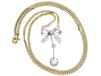 0.45ct Diamond & 18ct White Gold Bow Necklace - Antique c.1920 (2 of 9) 0.45ct Diamond & 18ct White Gold Bow Necklace - Antique c.1920 (2 of 9)