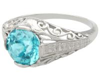 3.34ct Blue Zircon & Platinum Dress Ring - Antique c.1920 (3 of 9) 3.34ct Blue Zircon & Platinum Dress Ring - Antique c.1920 (3 of 9)