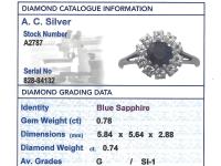 0.78ct Sapphire & 0.74ct Diamond, 18ct White Gold Dress Ring - Vintage c.1980 (6 of 9) 0.78ct Sapphire & 0.74ct Diamond, 18ct White Gold Dress Ring - Vintage c.1980 (6 of 9)